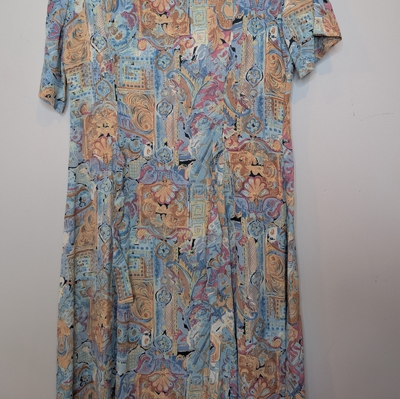 Vintage 90s Fairset Button Down Printed Short Sleeve Dress Womens 10 - Picture 5 of 8